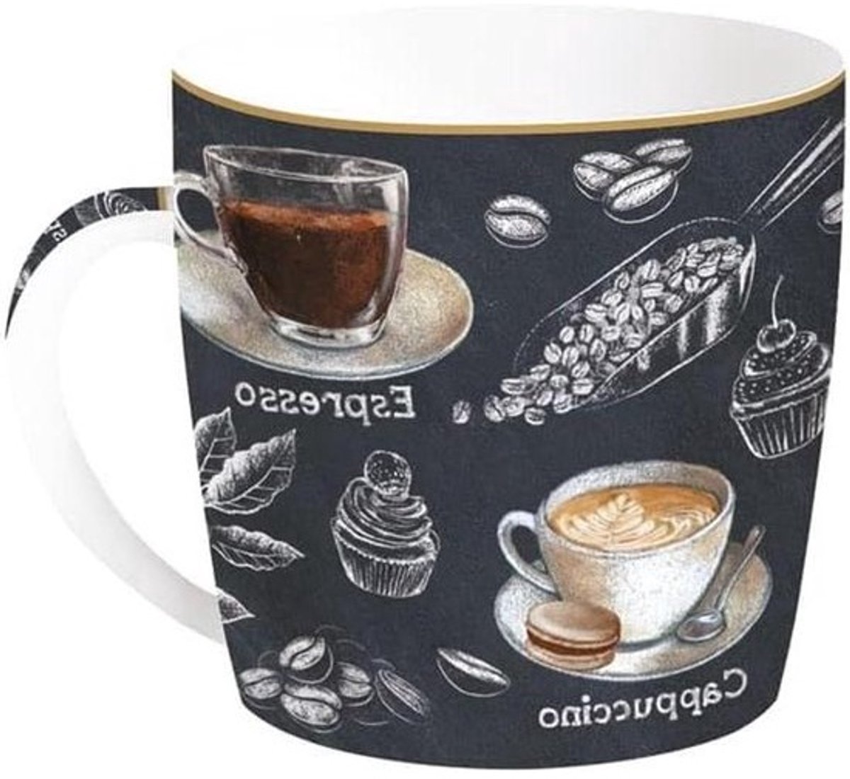 Easy Life Mug made of porcelain, 35 ml, in metal box Barista