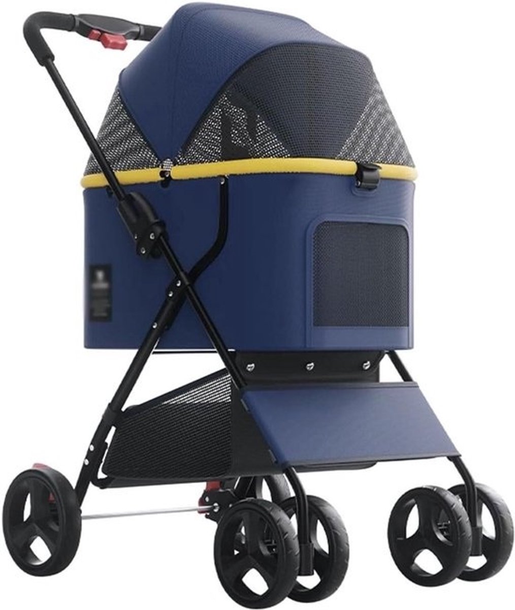 Hondenbuggy Opvouwbaar - Reismand Huisdier - Reizen met Huisdier - 3-in-1 Afneembaar - 15 kg Laadvermogen - Blauw