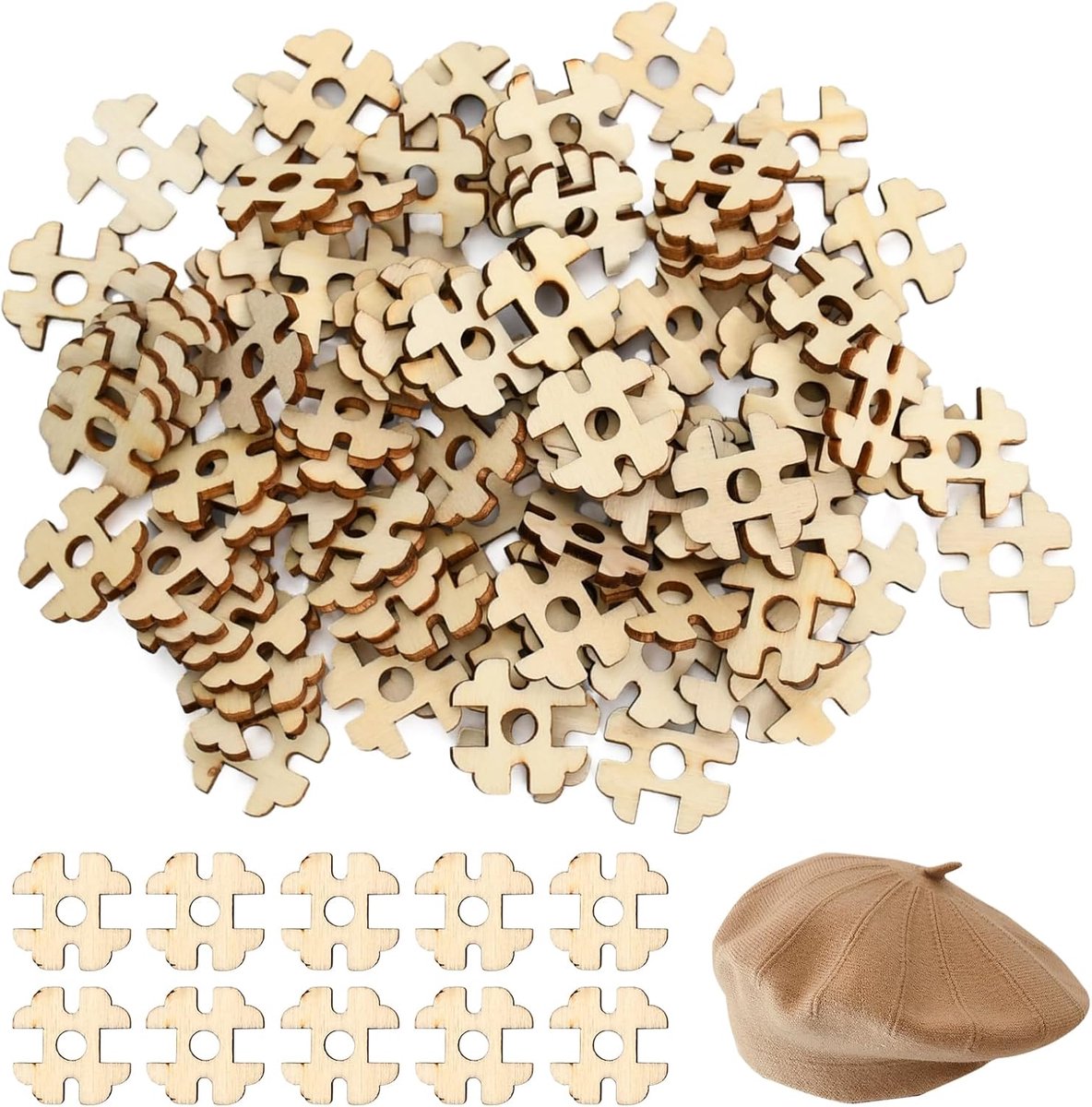 Knopen van hout voor pompons, sluiting voor gebreide mutsen, decoratie, bevestiging van de bal