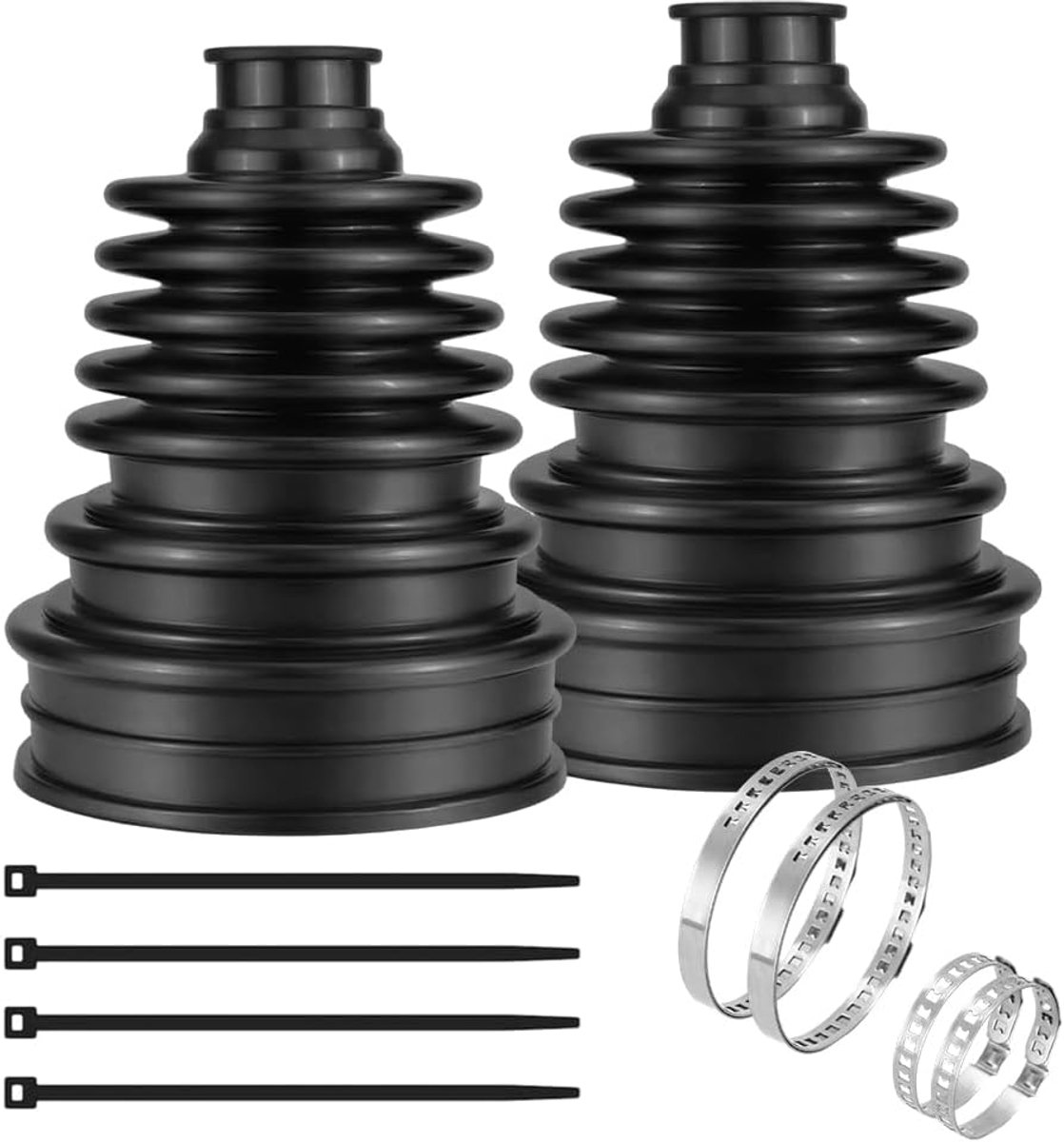 Reparatieset 2-Delig Universele Rubberen Balg voor Assen van 19 tot 24 mm Flexibele Siliconen Asmanschetten Gereedschap Stofdichte Balgset met Klemmen en Kabelbinders