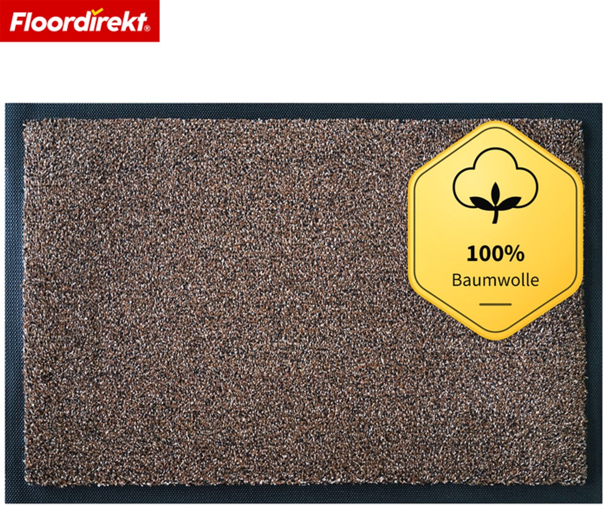 Floordirekt Karat Deurmat – Wasbare schoonloopmat met antislip TPE-rug – Bruin – 100 x 150 cm