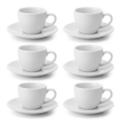 Espressokopjes – Set van 6 – Met schotels – Koffiekopjes – 80 ml – Porselein