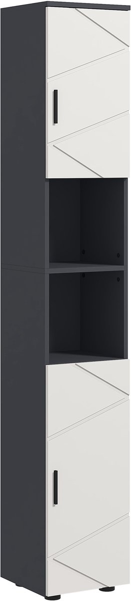 Badkamerkast Smal Verstelbaar Rek 30x30x183 cm Grijs
