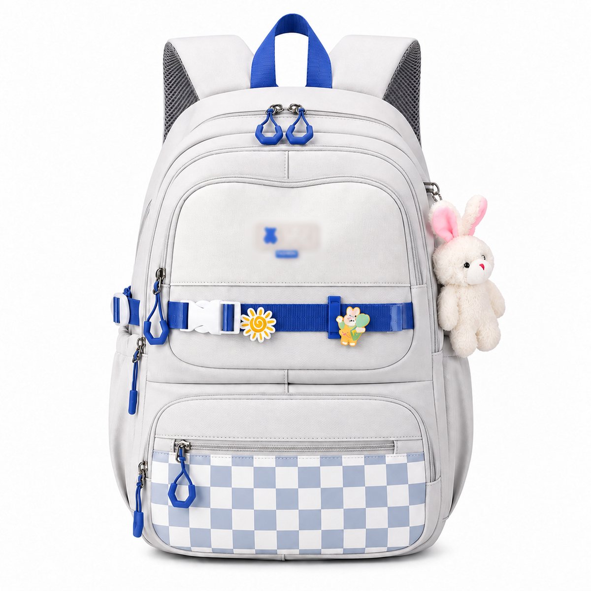 Leuke Kawaii Schoolrugzak voor Meisjes - Grote Boekentas met Esthetisch Design - voor Kinderen en Tieners - Geschikt voor Basisschool en Middelbare School - Grijs