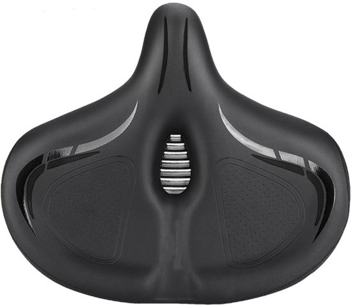 Fietszadel Kussen - Extra Breed Zadel - Comfortabel Fietsen - Schokabsorberende Technologie - 33 x 30 cm - Zwart