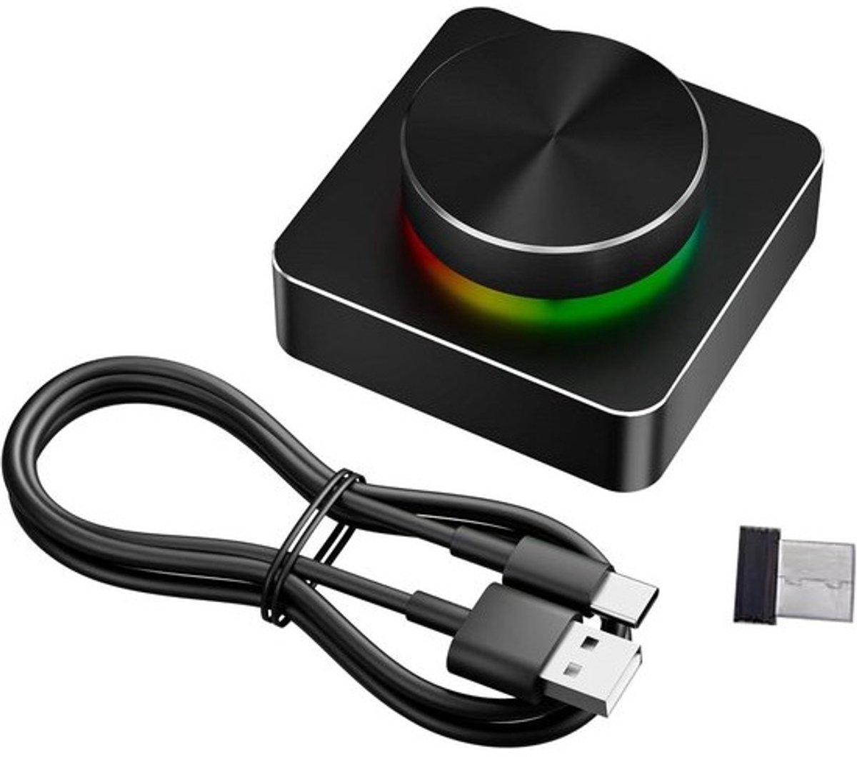USB Volumeknop - Audio Controller - Muziek Bedienen - RGB Verlichting - 10 x 9 x 5 cm - Zwart