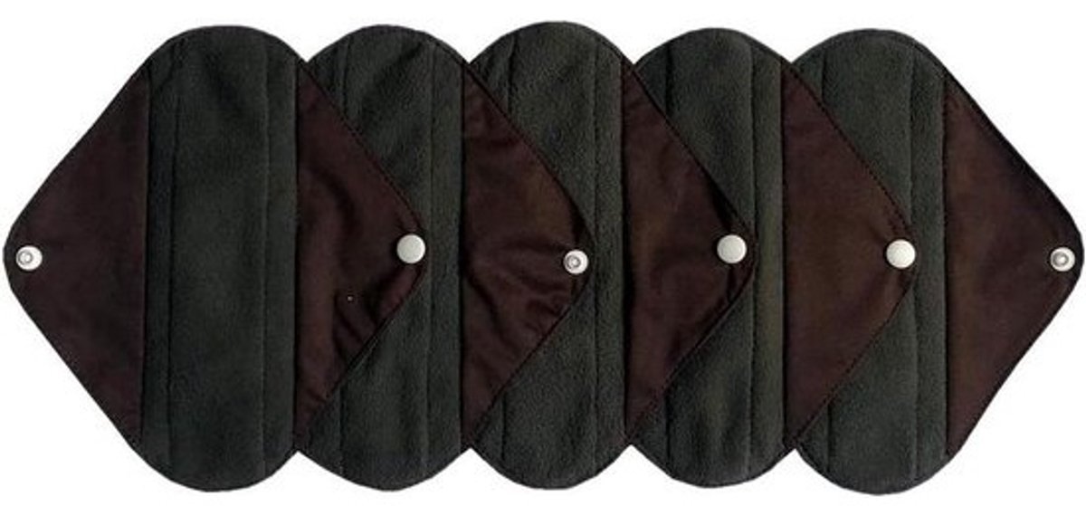 Herbruikbare Maandverband - Doek/Pads - Intieme Hygiëne - Houtskool Bamboe - 8 inch - Donkerbruin