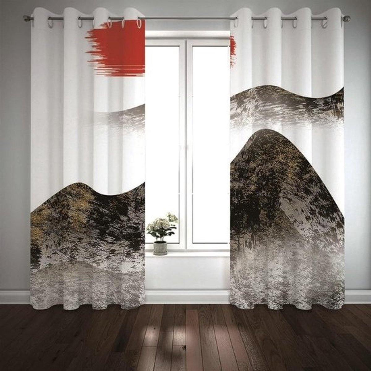 Gordijnstof - Raambekleding - Privacy en isolatie - Lichtblokkerend materiaal - 2x 132x183cm - Wit grijs rood