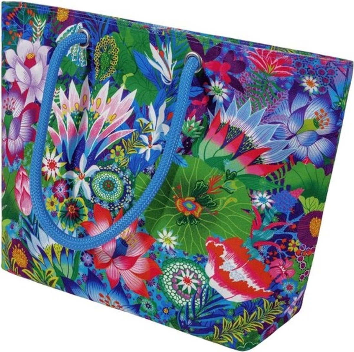 Boodschappentas - Draagtas Strandtas - Boodschappen Doen - Met Ritsvak - 34 x 48 cm - Waterbloemen