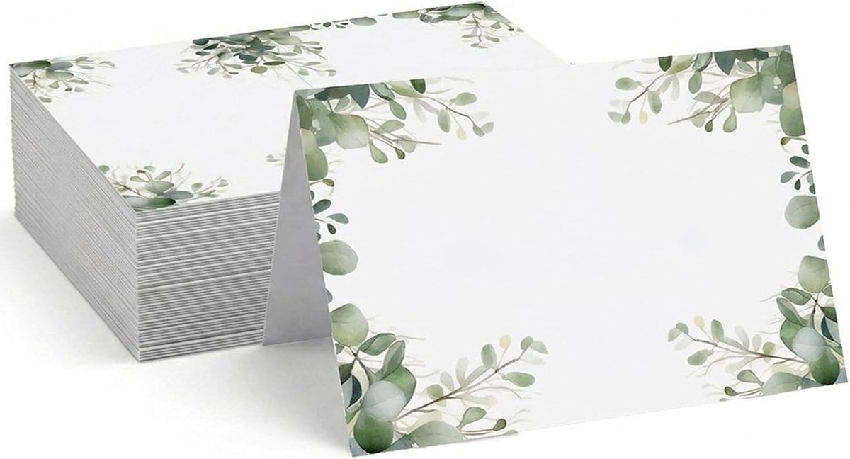 Plaatskaarten, 100 stuks, 100 x 90 mm, voor bruiloft, verjaardag, naamkaarten, bruiloftsdecoratie, tafel, tafelkaartjes voor verjaardag, vormsel, communie, doop enz. (groen)