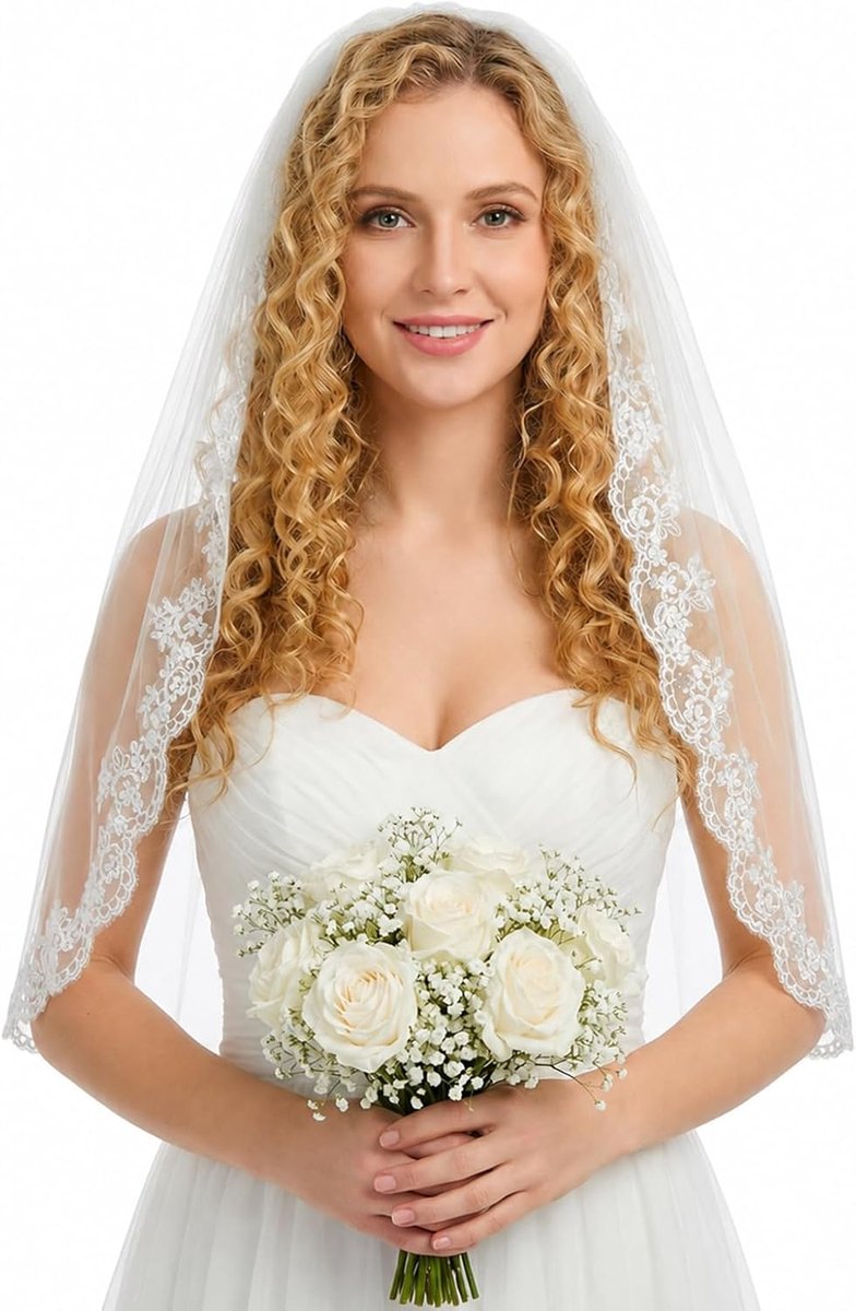 bruid 85 cm witte tule bruidssluier met kam en bloemenrand kant sluier lint rand voor vrijgezellenfeest bruiloft bruidsfeest bloemenmeisje (2)