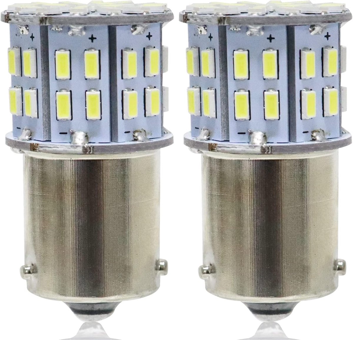 1156 BAU15S PY21W Wit 6000K LED Richtingaanwijzers Gloeilampen 50 LED 3014 SMD voor auto Richtingaanwijzers voor en Achter (pak van 2)