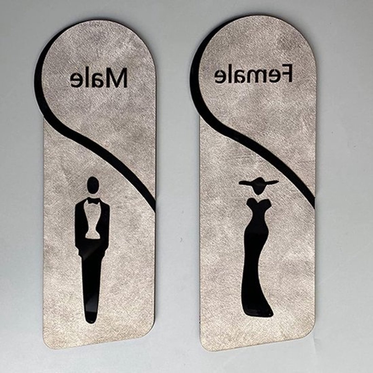Toilettenbordje - Toiletpictogram - Deur Markeren - Acryl Reliëf - 30x11cm - Zwart