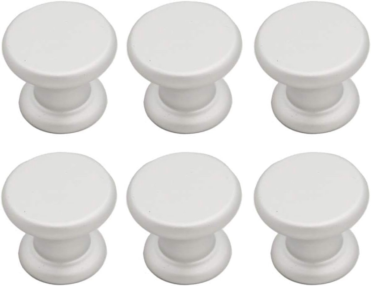 6 stuks ronde enkele gat klein handvat, kast deur ronde handvat knop met schroeven, huis decoreren voor garderobe deur, kast deuren, paddestoelkop Zilver 25 * 21mm