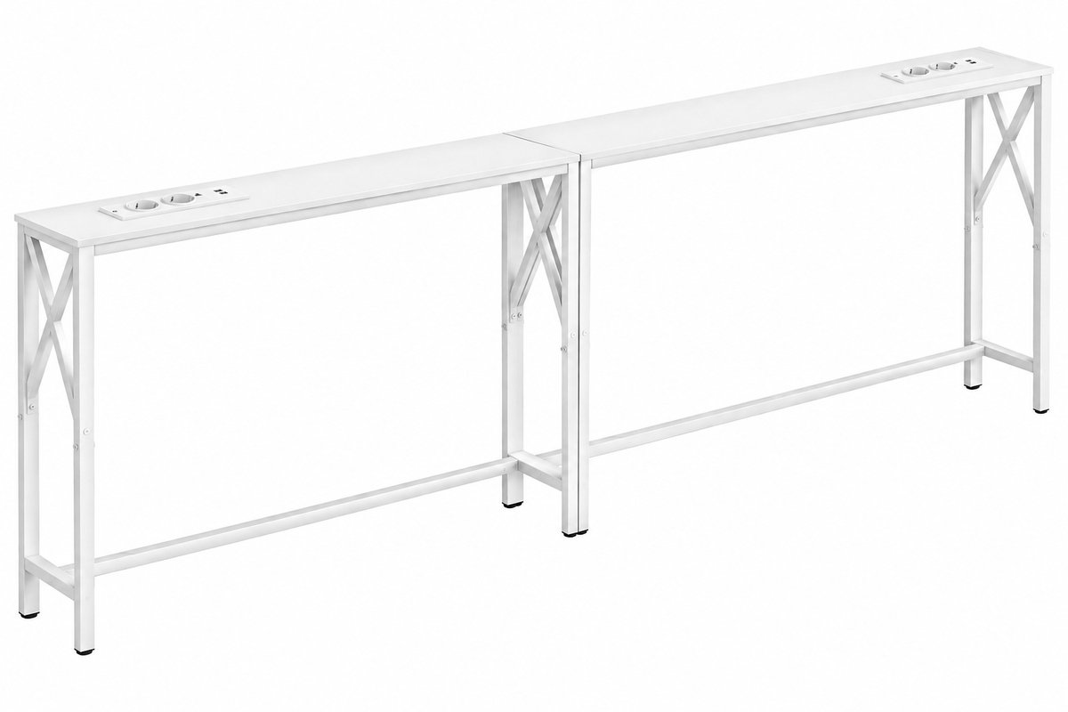 House of Balance Wandtafel - Console Tafel Industrieel Design met Laadstations en Stopcontacten - 200x15x80 cm – Hal en Woonkamer