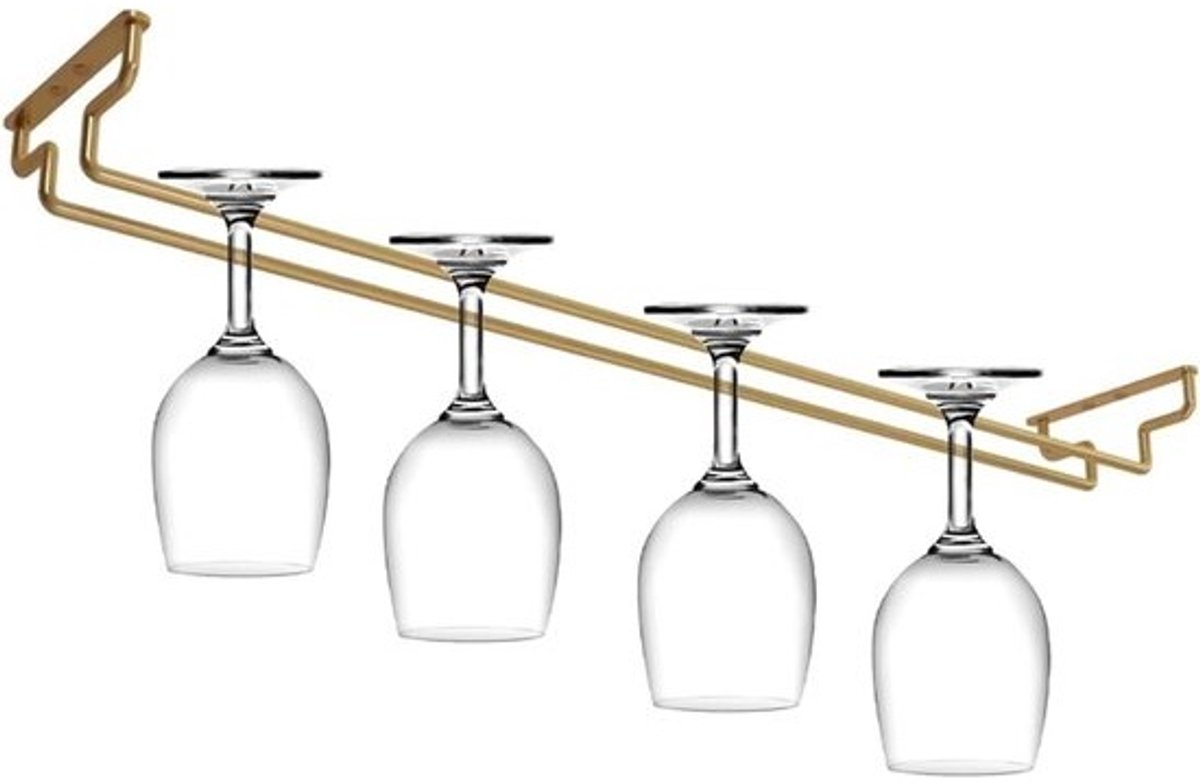 Wijnglazenrek - Glaashouder Bar - Keuken Organiseren - Onder Kast Montage - 52 cm - Goud