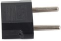 Zwarte reisstekker adapter met twee ronde pinnen, met tekst '41-13619 25/250V 10A'.