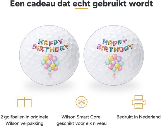 Golfballen Happy Birthday Ballonnen - Verjaardag Golf Cadeau - 2 stuks - Wilson van Wilson — afbeelding 3