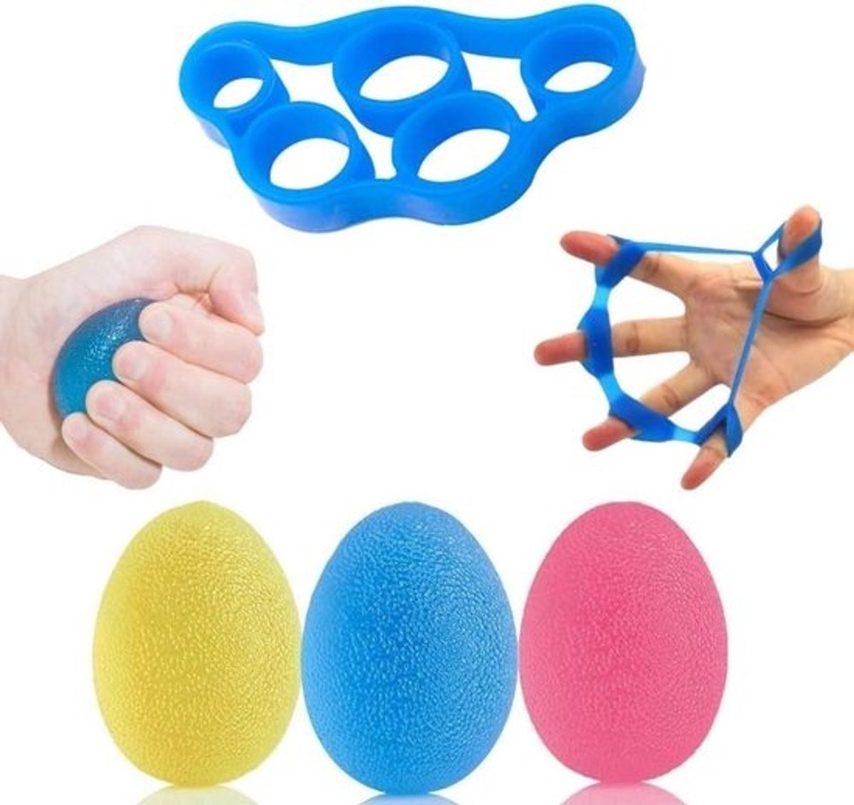 Hand en Vinger Trainer - Grip Ballen Set - Kracht Opbouwen - 4-delige Set - 3 Ballen 1 Ring