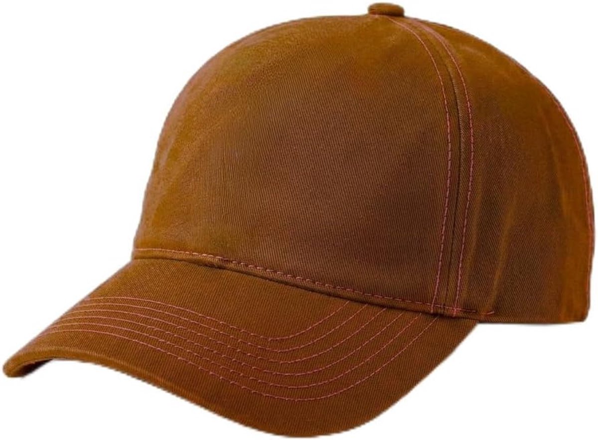 Pet voor heren en dames, 100% katoen, pet met vizier, baseball, verstelbaar, zomer, sport, 5 panelen (bruin)