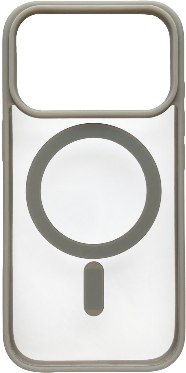 Hoesje Geschikt voor Apple iPhone 18 Pro - Grijs - Casemania Magnetisch Bumper Back Cover Geschikt voor MagSafe - Zachte TPU Rand en Krasbestendige Transparante Achterkant Back Cover