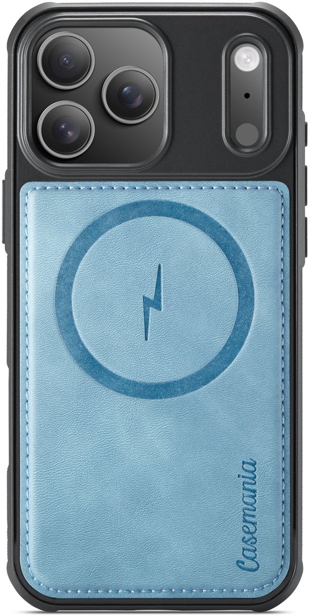 Casemania Hoesje Geschikt voor Apple iPhone 18 Pro Max - Aqua Blue - Magnetische Telefoonhoesje Geschikt voor MagSafe - Kunstleer Back Cover met Anti-Slip Grip Randen