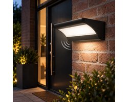 iplux Iplux® Solar LED Wandlamp SafeSense Elite - 1100 lumen - Hoge Kwaliteit - Bewegingssensor - IP65 - 4000K - Aluminium