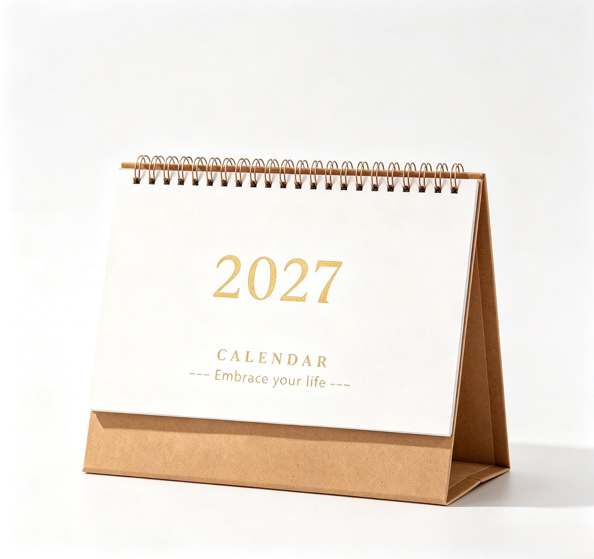 Bureaukalender 2026-2027 - Staande Flipkalender met Metalen Ringband - 18 Maanden van Juli 2026 tot December 2027 - 19x16 cm - Voor Thuis, Kantoor en School - 1 Stuk (Wit)