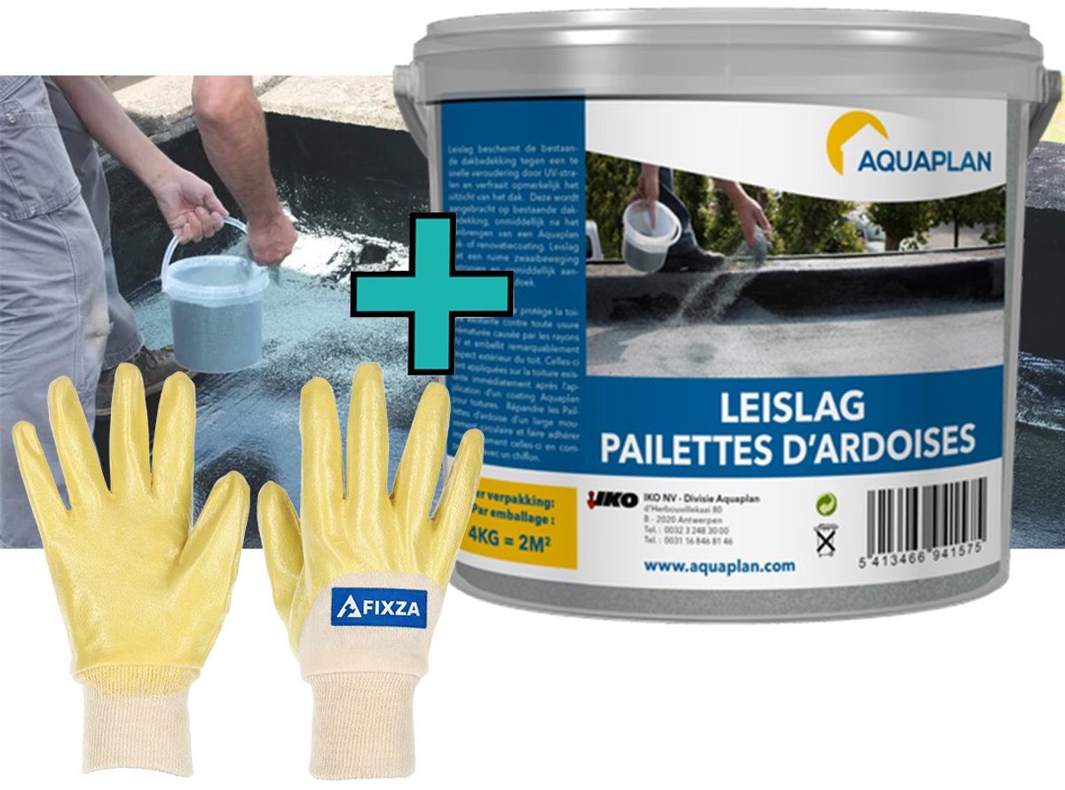 AQUAPLAN Leislag Grijsgroen – set – Beschermende Dakleislag tegen UV-stralen – Voor Nieuwe en Bestaande Dakbedekking – 10 m² – 20 kg
