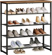 Schoenenrek 3 Lagen – Industrieel Schoenenkast – Hout & Metaal – 75×29×63cm – Zwart/Bruin – Sitpin – IN.HOMEXL