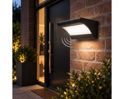 iplux Iplux® Solar LED Wandlamp SafeSense Pro - 900 lumen - Hoge Kwaliteit - Bewegingssensor - IP65 - 4000K - Aluminium