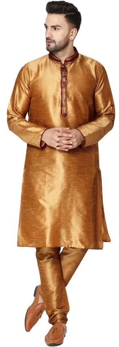 Traditioneel Heren Kurta Pyjama Set met Geborduurde Tunic voor Feest en Bruiloft
