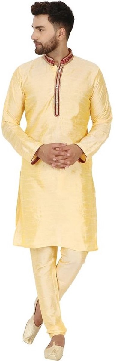 Traditionele Indiase Heren Kurta Pyjama Set met Geborduurde Details