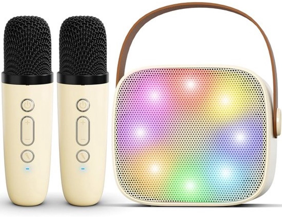 Mini karaokemachine voor kinderen en volwassenen, draagbare bluetooth karaoke-luidspreker met 2 draadloze microfoons, mp3-muziekspeler voor meisjes, jongens van 3-11,12 jaar oud, cadeaus voor familie