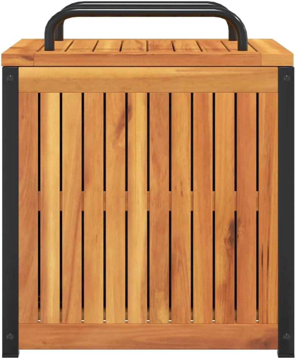 vidaXL Kussenbox 45x45x45/53 cm massief acaciahout en staal