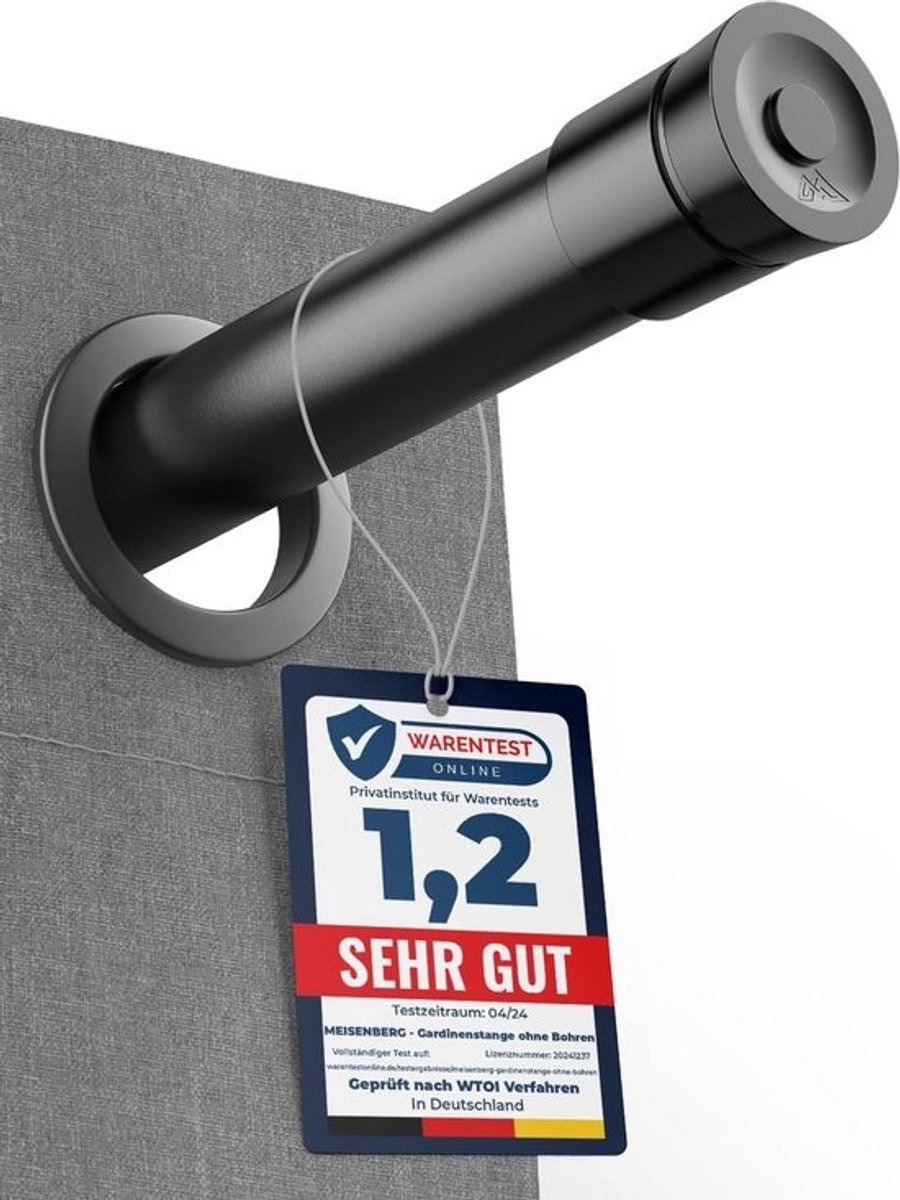 Uitschuifbare Gordijnroede Zonder Boren – Telescoopstang 70-120 cm, Zwart – Perfect voor Douchegordijnen en Garderobe