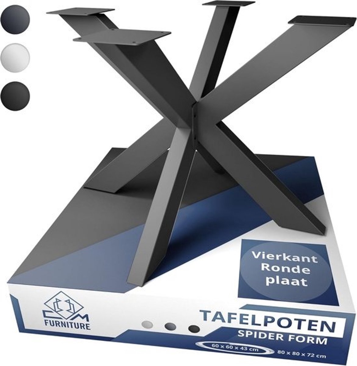 Moderne Tafelpoten voor Ronde en Vierkante Tafelbladen - Hoogte 43 cm - Eenvoudige Montage - Stalen Onderstel voor Vergadertafels en Salontafels