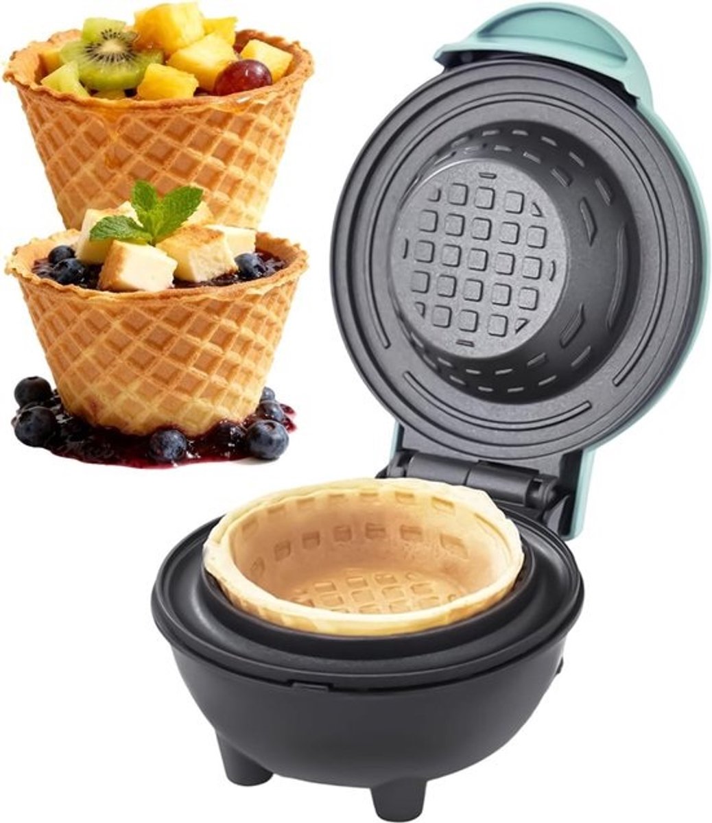 Wafelhoorntjesmaker - Wafelkom machine - Desserts Maken - Gelijkmatige Warmte - 17x13x17 cm - Blauw
