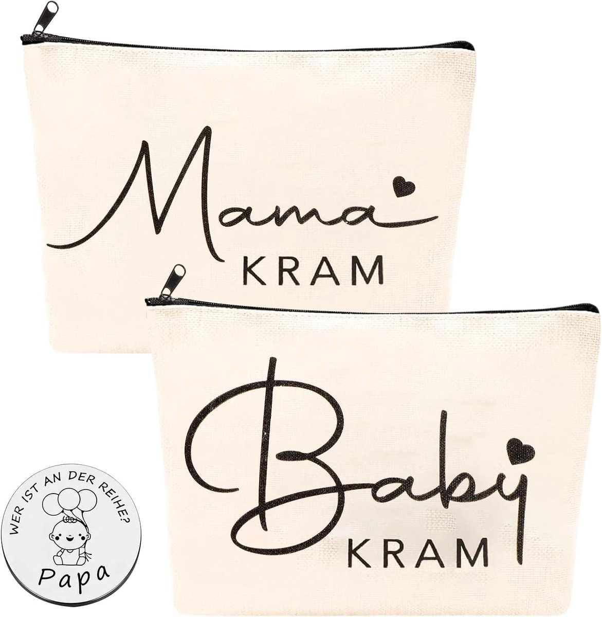2 stuks make-uptas met ritssluiting, cadeaus voor aanstaande moeders, beige, Beige, moorden