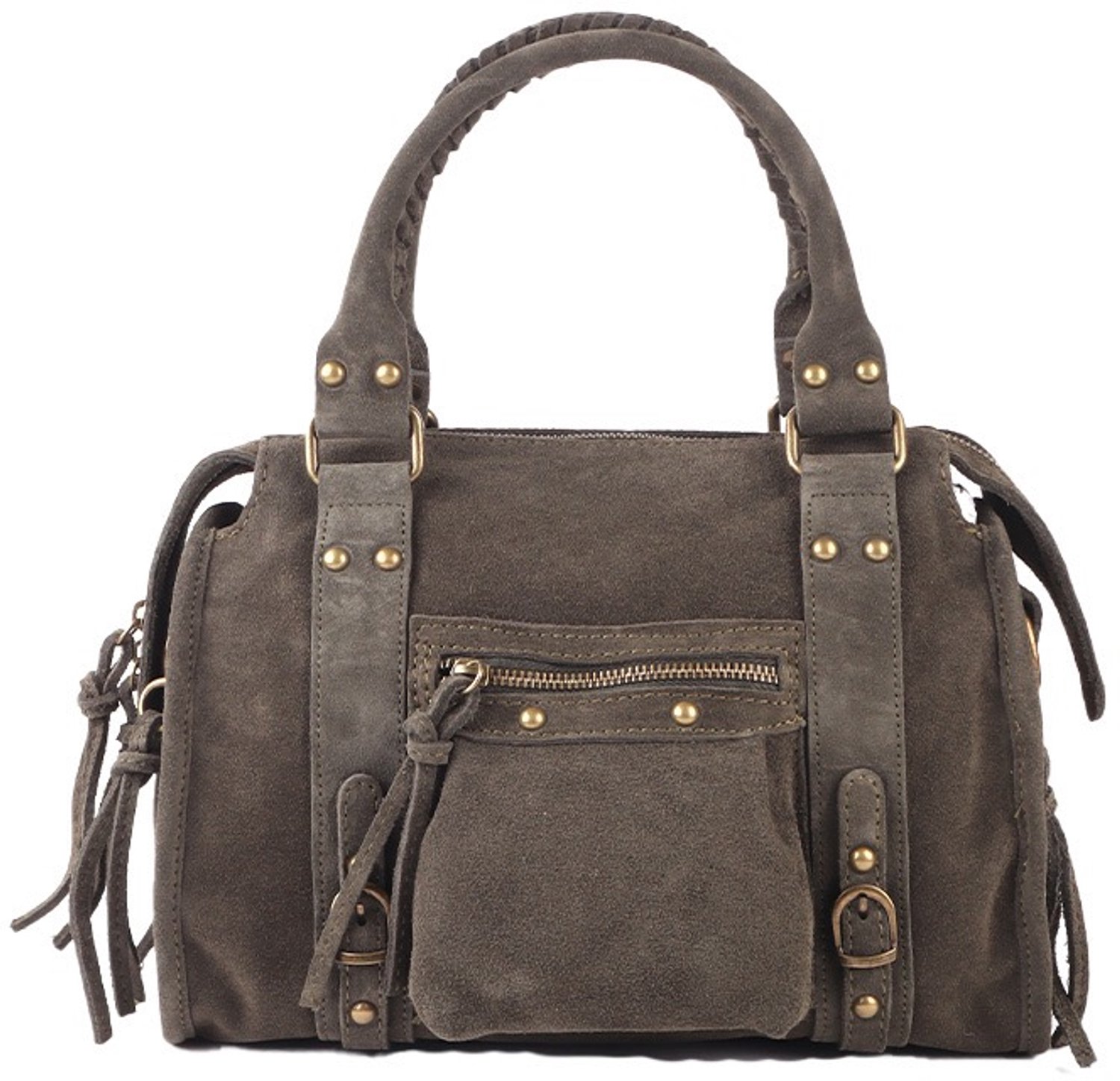 Damestas - It Girl Bag - City Bag - Suede handtas - 31 cm x 26 cm x 8 cm - Echt Suede - Groen
