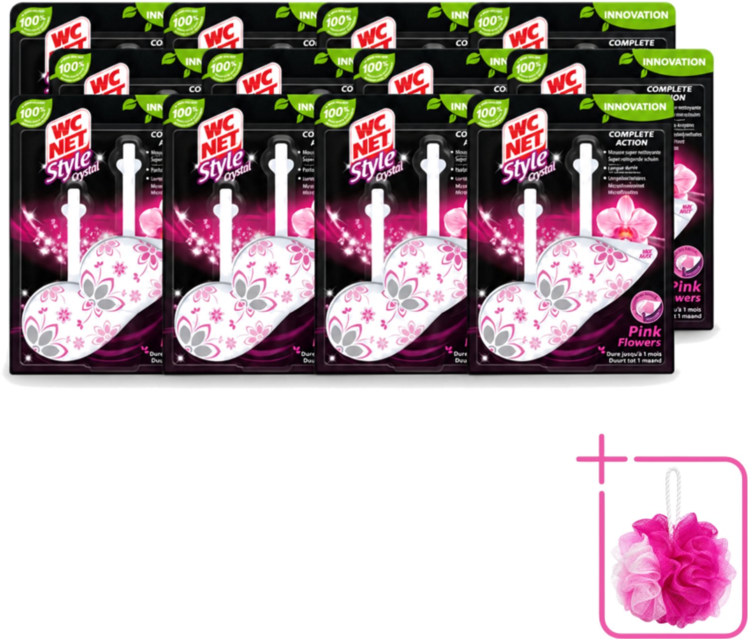 12 x WC Net - Toiletblok - Frisse Bloemen - 2 Blokjes - Bulkverpakking - WC net - Douchemop - Toilet net