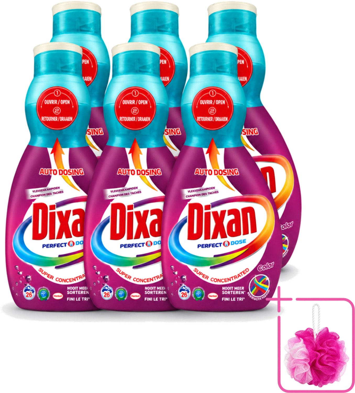 6 x Dixan Perfect Dose - Vlekkenkampioen - Extreme Power - Gekleurde Was - 26 Wasbeurten - Bulkverpakking - Gekleurde was - Douchemop - Vlekkenverwijdering