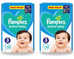 2 x Pampers – Luiers – Active Baby Maat 3 – 70 Luiers - Voordeelverpakking - 2 stuks