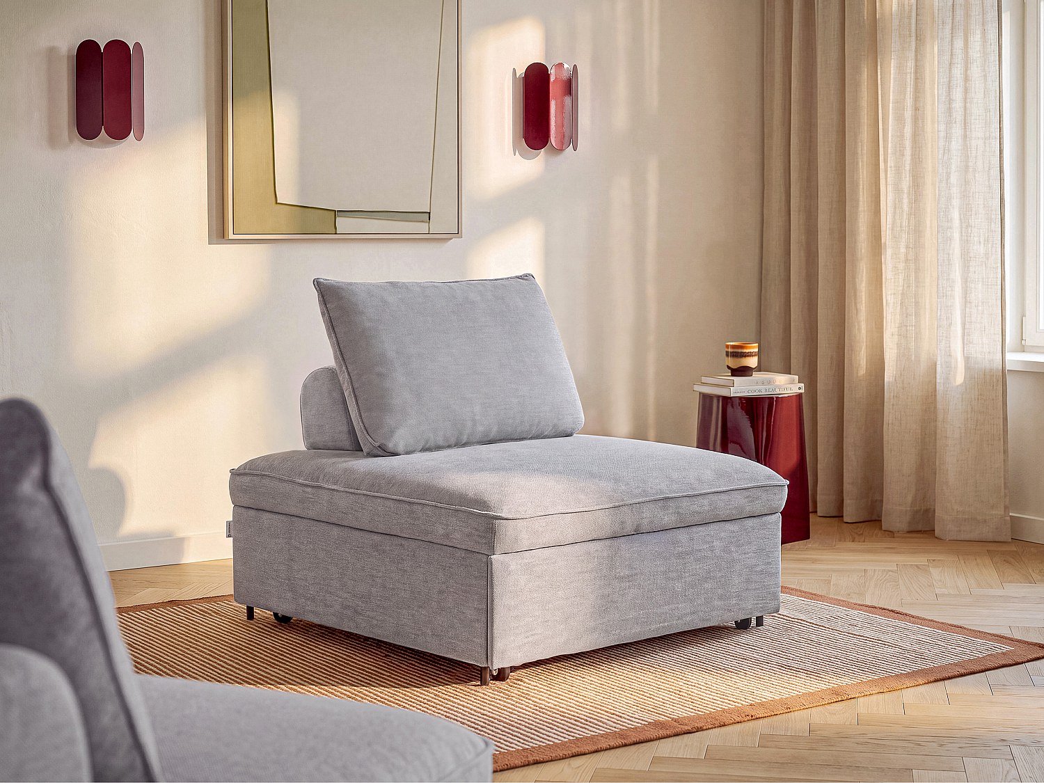 Vente-unique Uitklapbare fauteuil in grijze gemêleerde stof EKAVO Grijs