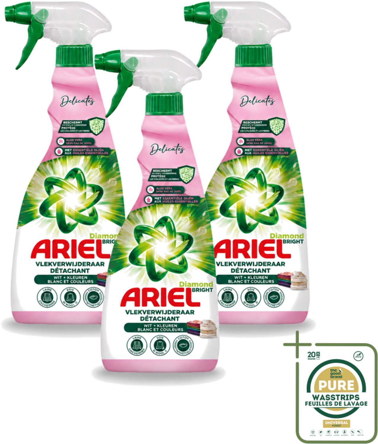3 x Ariel - Vlekkenverwijderaar - Delicate & Wool Spray - 750 ml - Wasstrips - Vlekkenverwijderaar Zijde - Vlekkenverwijderaar Wol - Vlekkenverwijderaar Babykleding - Vlekkenverwijderaar Fijn Wasgoed - Vlekkenverwijderaar Zonder Bleek