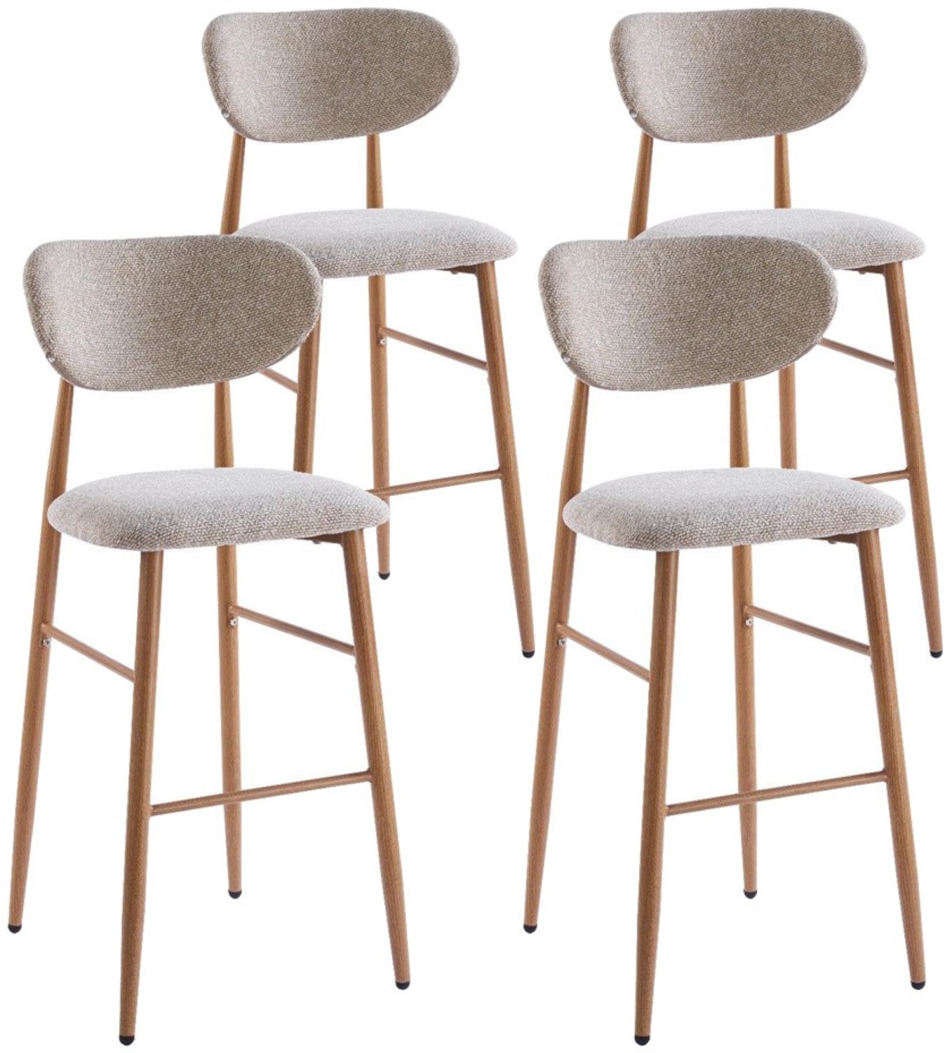 DS4U - - Sumi barkruk 75 cm - Set van 4 - Beige / naturel poot - Stof
