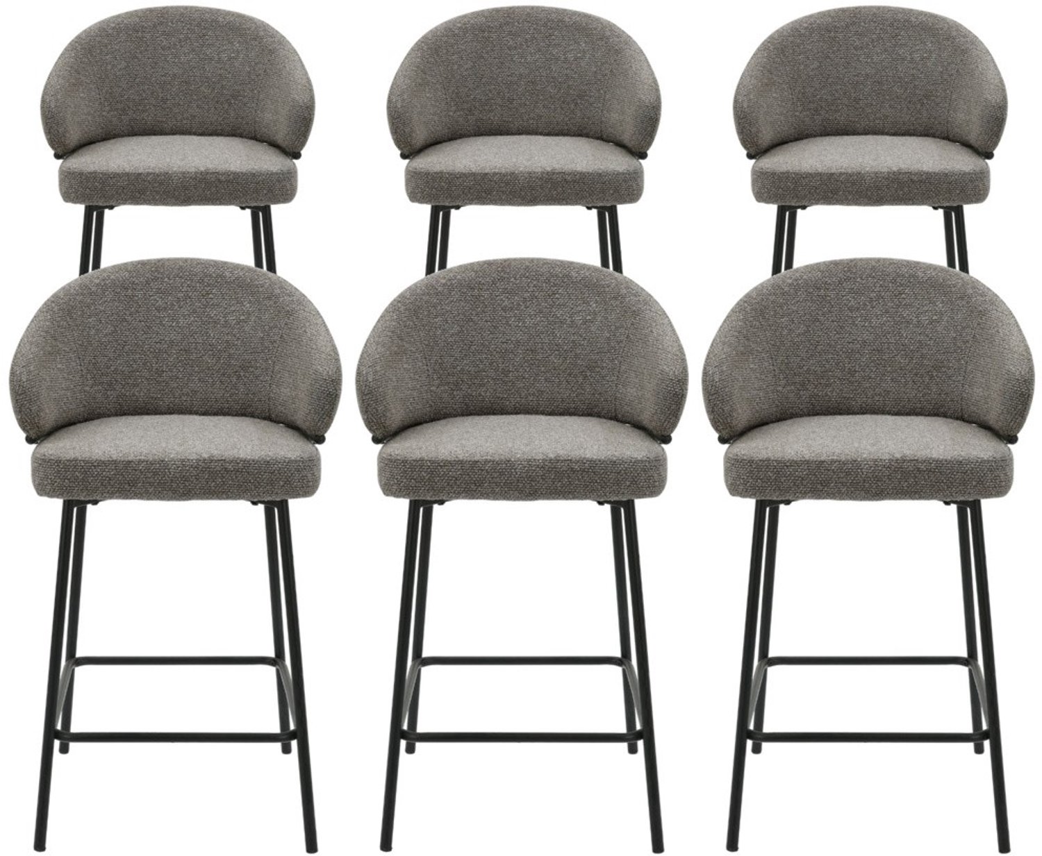 DS4U - - Sofia barkruk 65 cm - Set van 6 - Taupe met zwarte poot - Stof