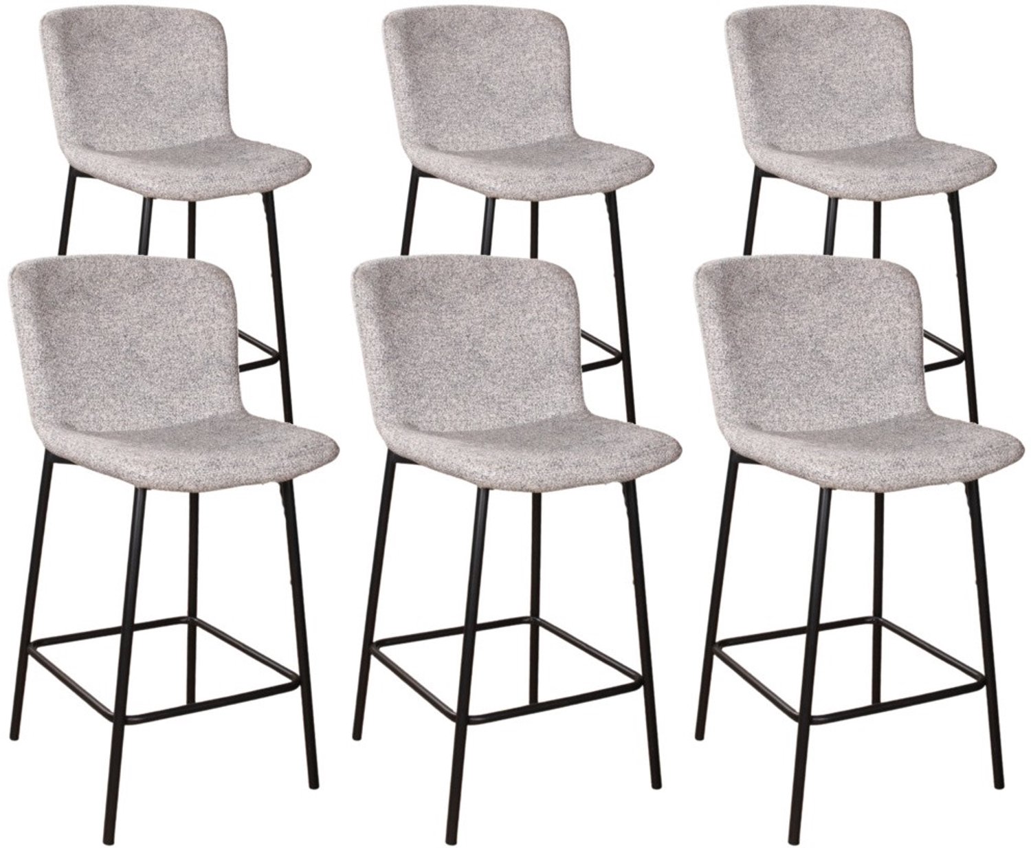 DS4U - - Vera barkruk 65 cm - Set van 6 - Grijs - Stof