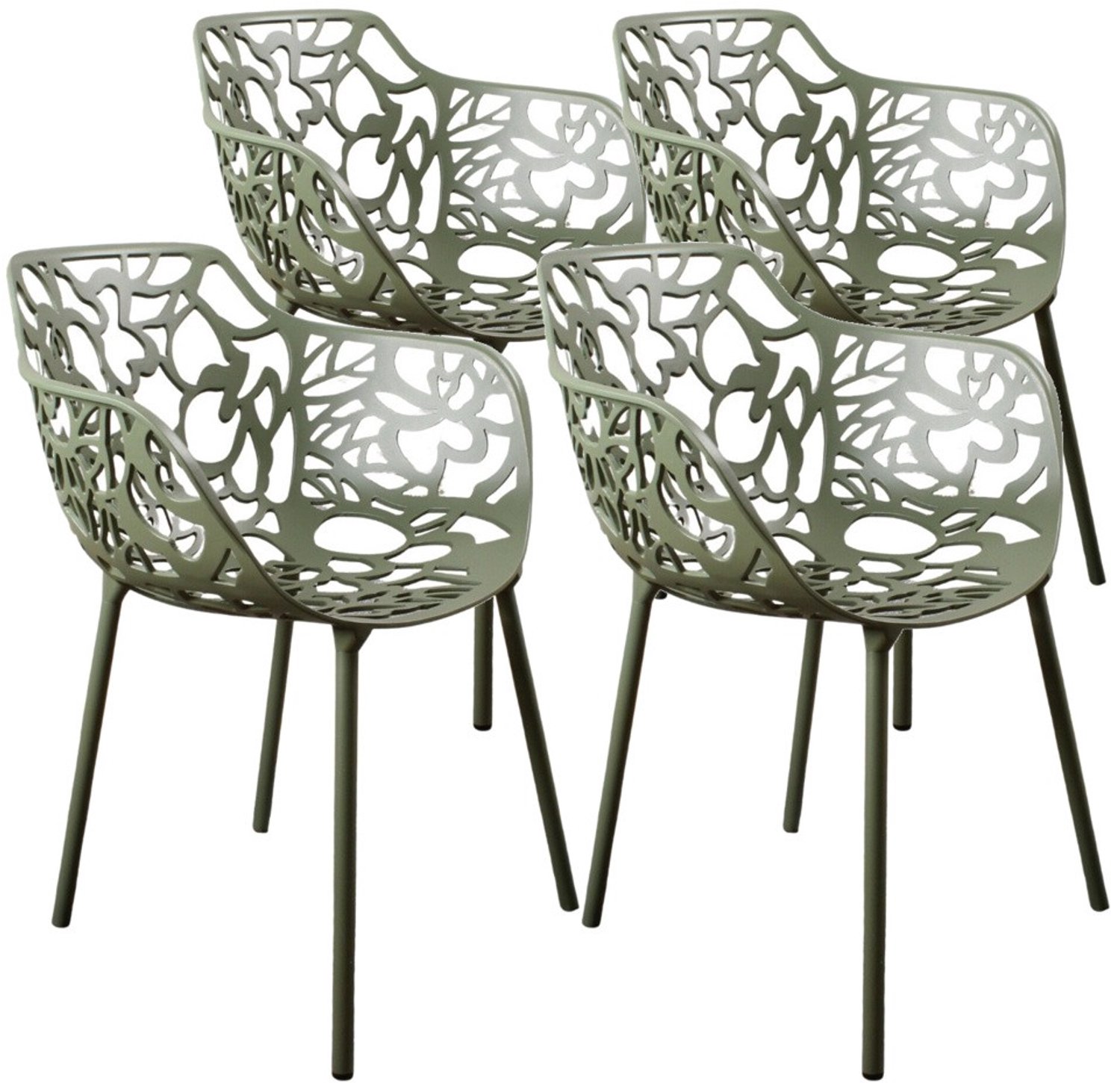 DS4U - - Cast eetkamerstoel - Set van 4 - Avocado - Aluminium - Met armleuning