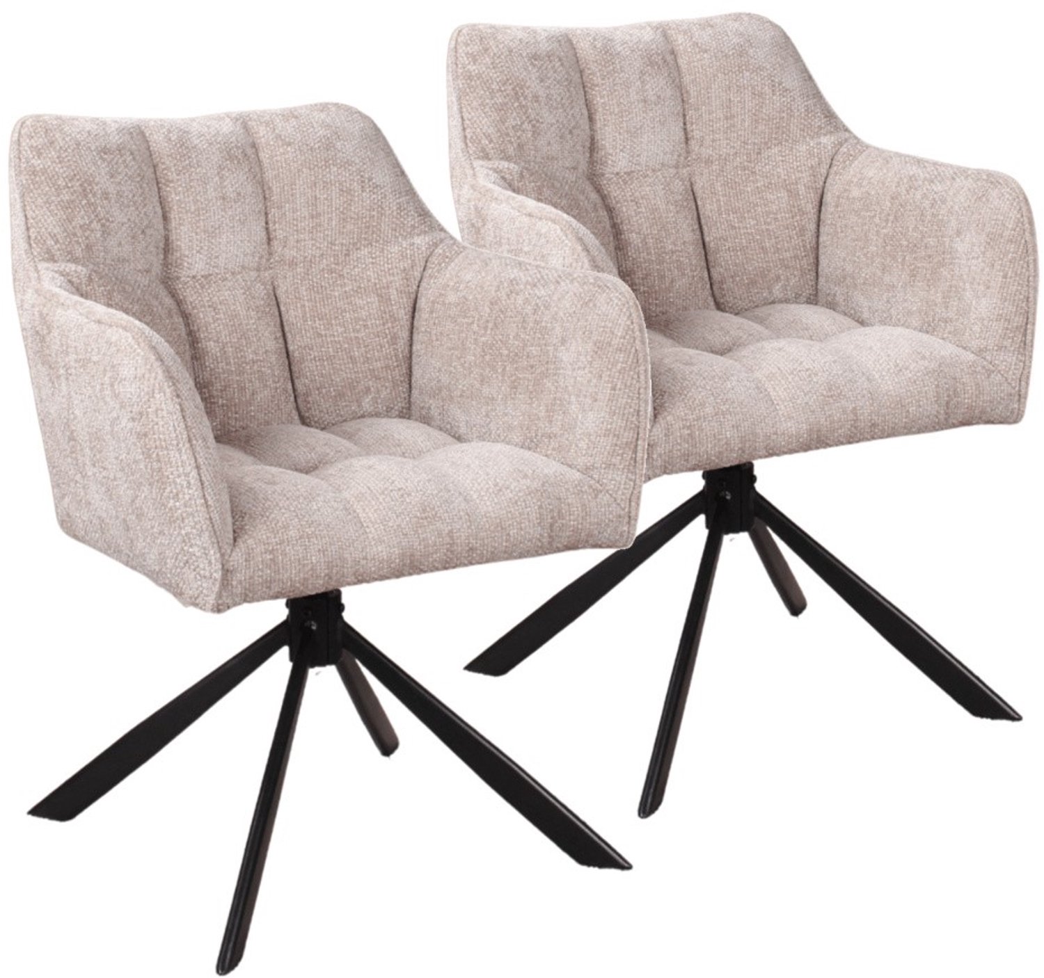 DS4U - - Puck armstoel met terugdraaifunctie - Set van 2 - Champagne - Stof